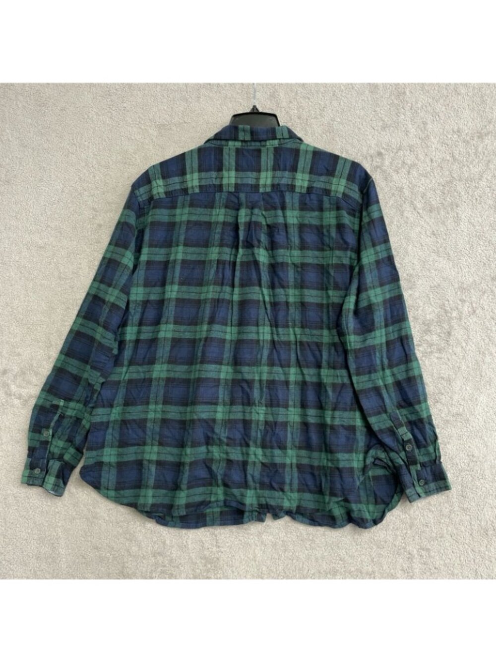 Lands' End Women's M Green & Navy Plaid Button-Up Flannel Shirt Cotton B0472 - Picture 4 of 10